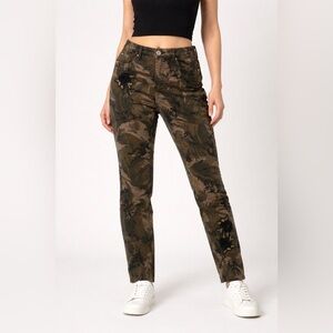 Tribal Camouflage Floral Embroidered Pants